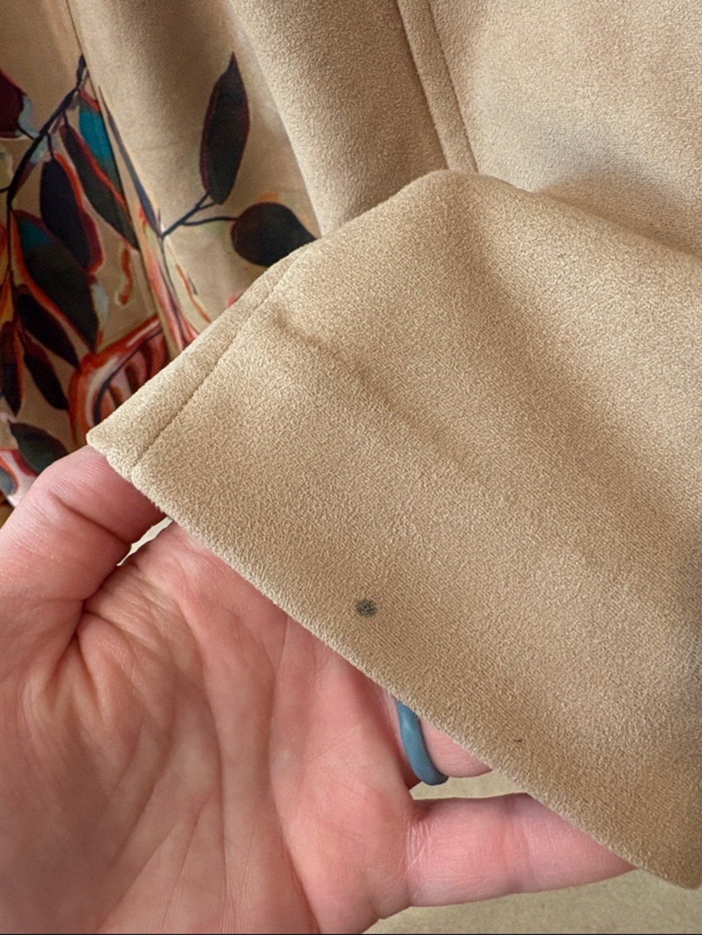 Chico's Beige Trench Coat with Multicolor Floral Art - Picture 3 of 6